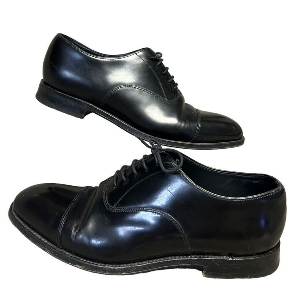 Herring Shoes Black Leather English Bench Made Cap Toe Oxfords Mens 10.5